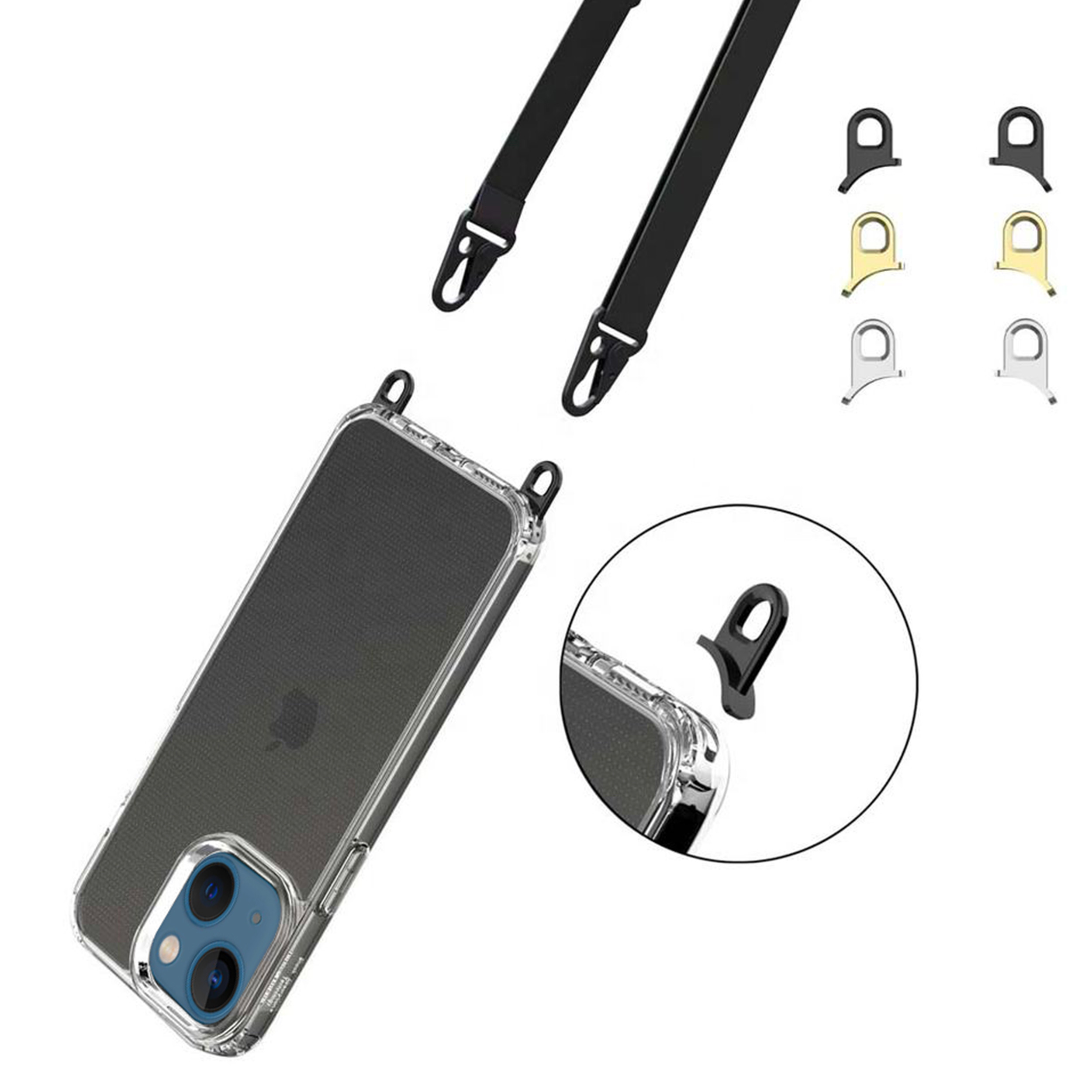 Coque silicone transparent avec anneaux amovible  compatible iPhone 14 Plus