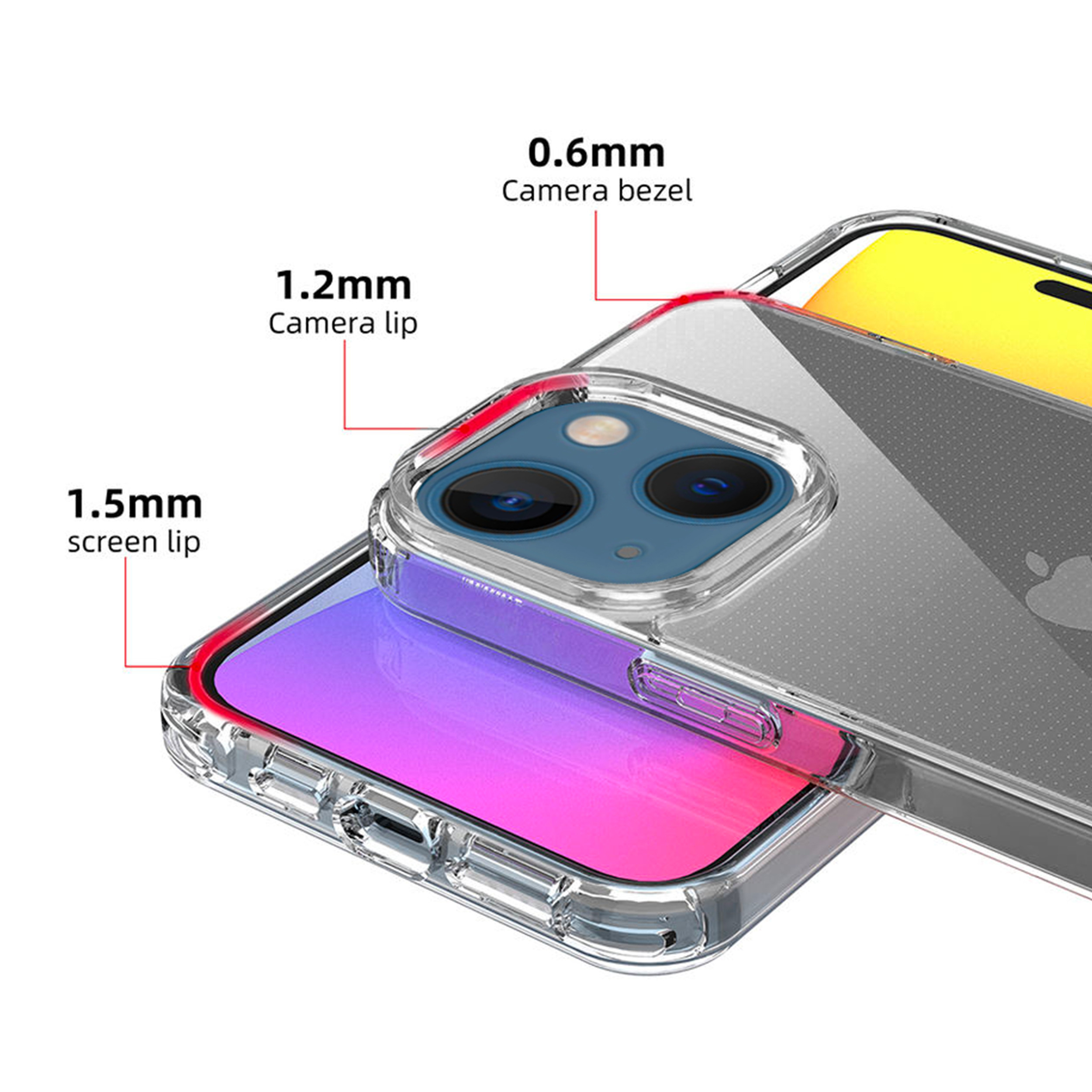 Coque silicone transparent avec anneaux amovible  compatible iPhone 14 Plus