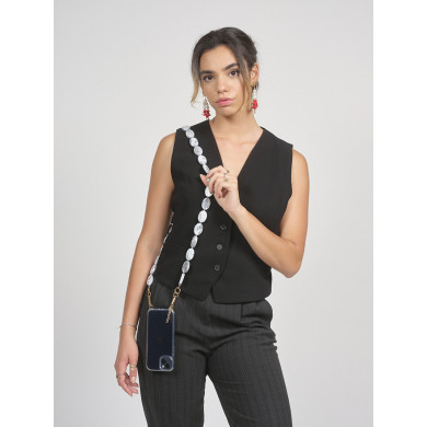 Chaîne perles M 120cm Vitoria - Gris clair