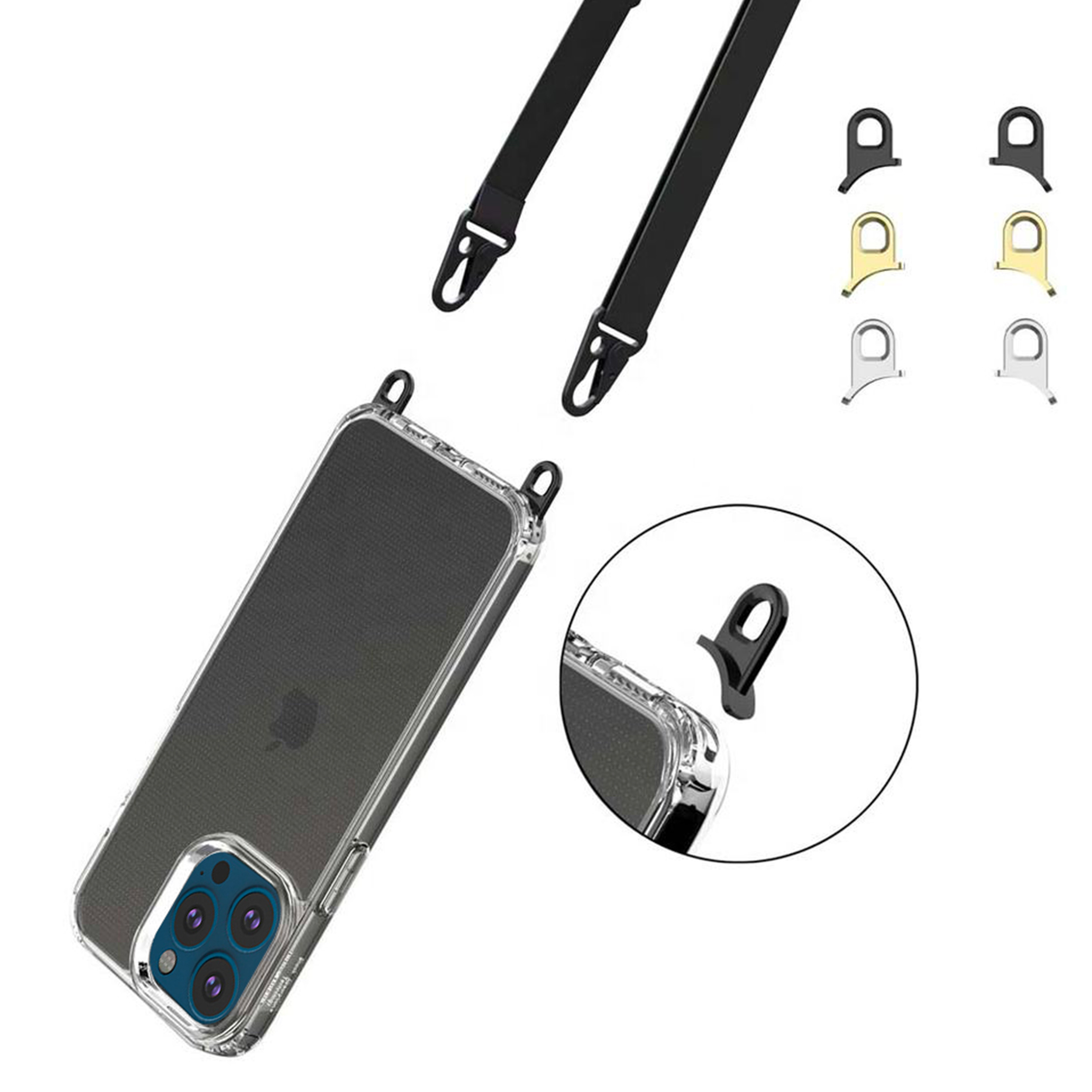 Coque silicone transparent avec anneaux amovible  compatible iPhone 14 Pro Max