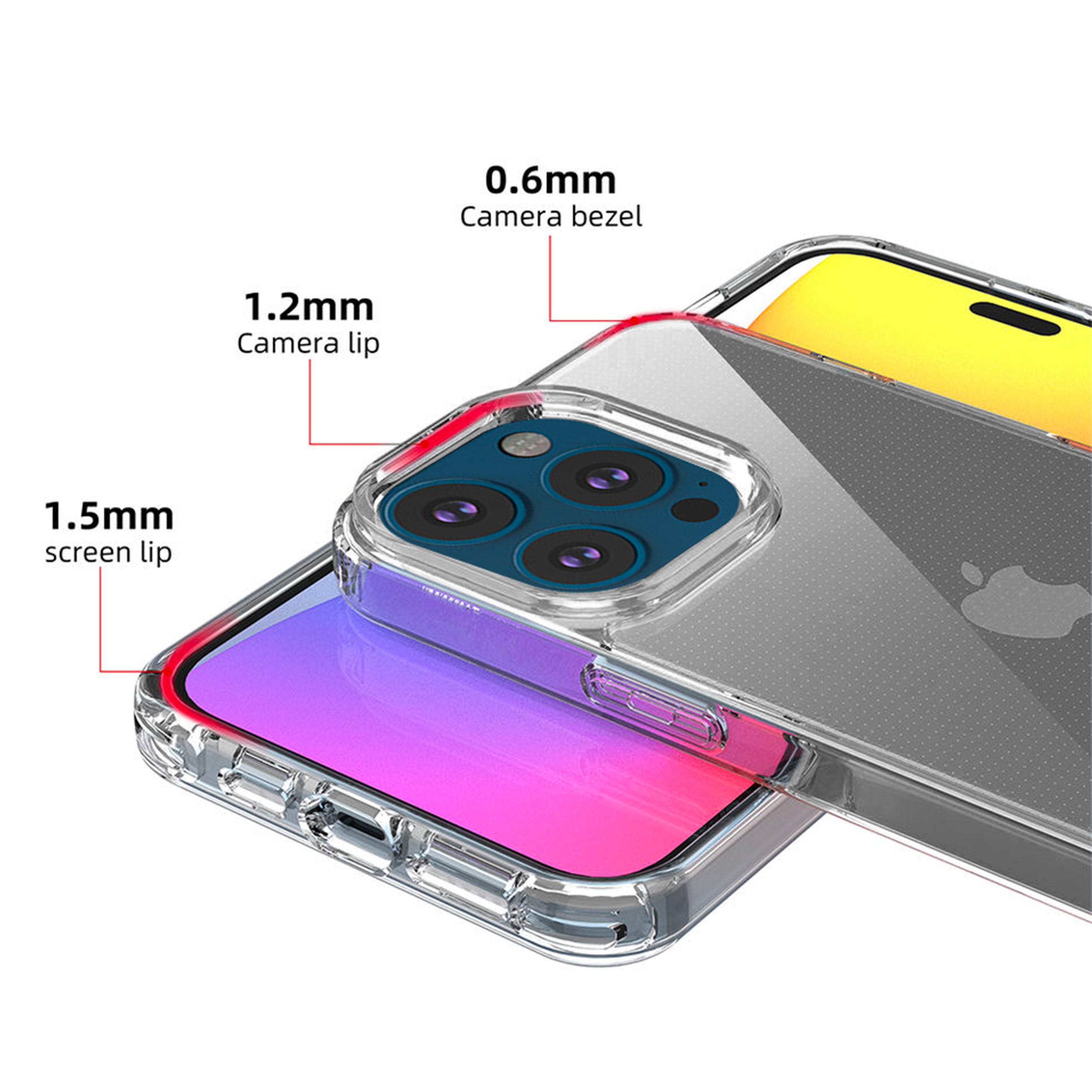 Coque silicone transparent avec anneaux amovible  compatible iPhone 14 Pro Max