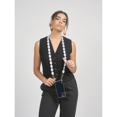 Chaîne perles M 120cm Vitoria - Gris clair