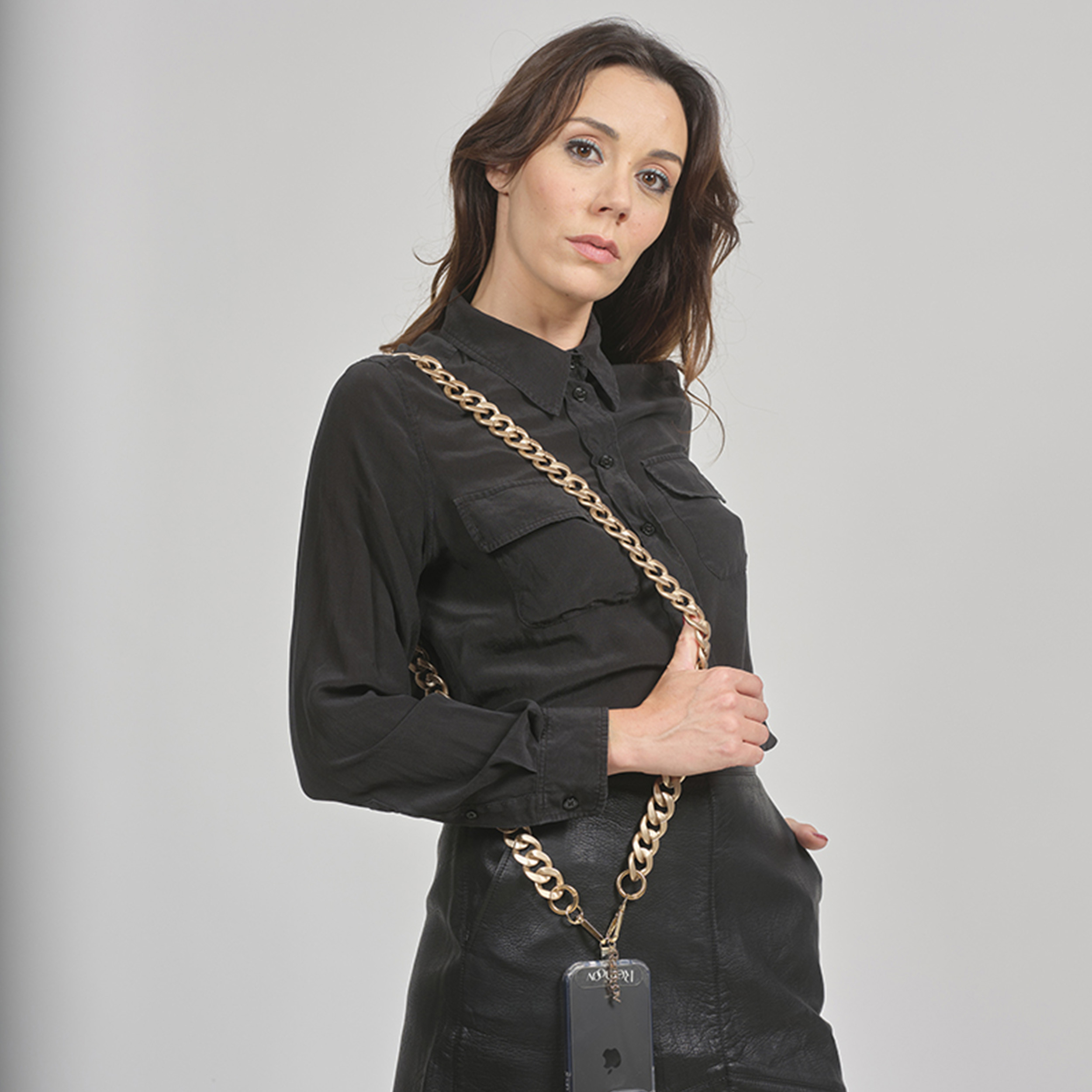 Chaîne maillons S effet métal 120cm Helsinki - Or