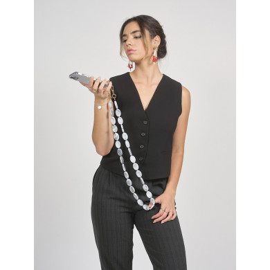 Chaîne perles M 120cm Vitoria - Gris clair