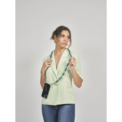 Chaîne perles M 123cm Phoenix - Bleu