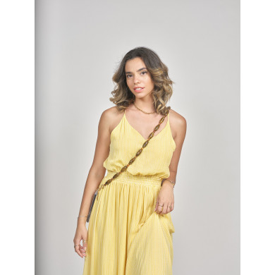 Chaîne perles M 123cm Phoenix - Marron