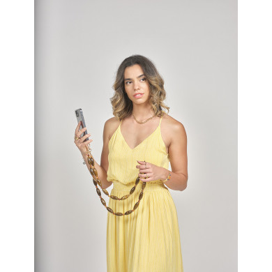 Chaîne perles M 123cm Phoenix - Marron