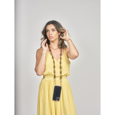 Chaîne perles M 123cm Phoenix - Marron