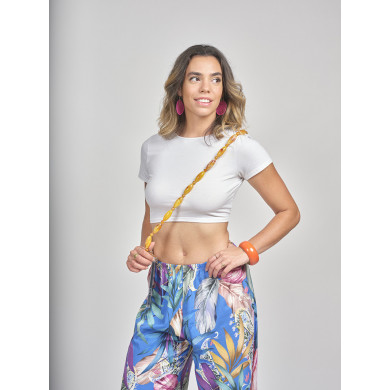 Chaîne perles M 123cm Phoenix - Jaune