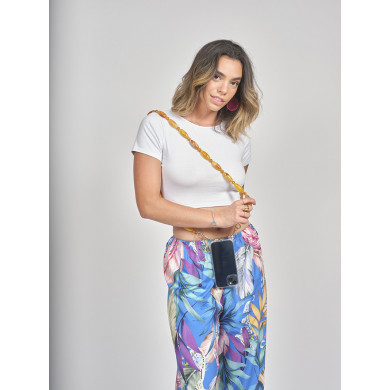 Chaîne perles M 123cm Phoenix - Jaune