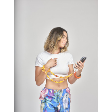 Chaîne perles M 123cm Phoenix - Jaune