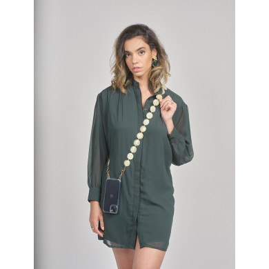 Chaîne perles M 122cm Los Angeles - Beige translucide