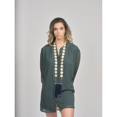 Chaîne perles M 122cm Los Angeles - Beige translucide