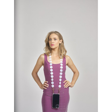 Chaîne perles M 122cm Los Angeles - Blanc translucide