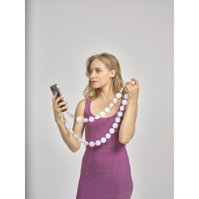 Chaîne perles M 122cm Los Angeles - Blanc translucide