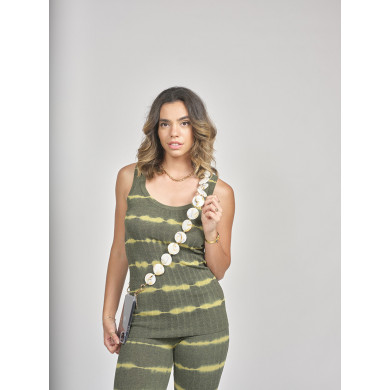 Chaîne perles L 123cm Milan - Beige