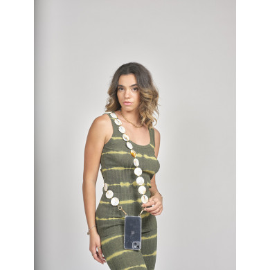 Chaîne perles L 123cm Milan - Beige