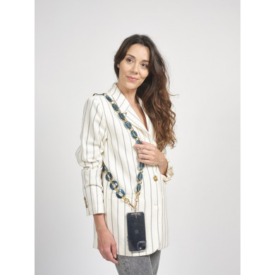 Chaîne maillons L 120cm Sofia - Bleu canard & or