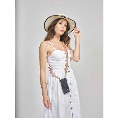 Chaîne maillons L 120cm Sofia - Rose & or