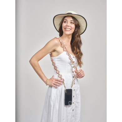 Chaîne maillons L 120cm Sofia - Rose & or