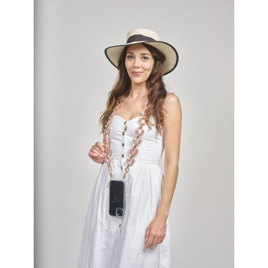 Chaîne maillons L 120cm Sofia - Rose & or