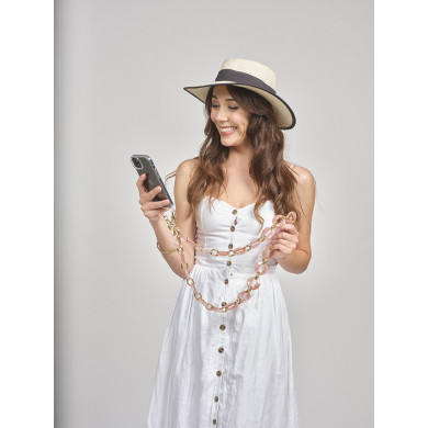 Chaîne maillons L 120cm Sofia - Rose & or