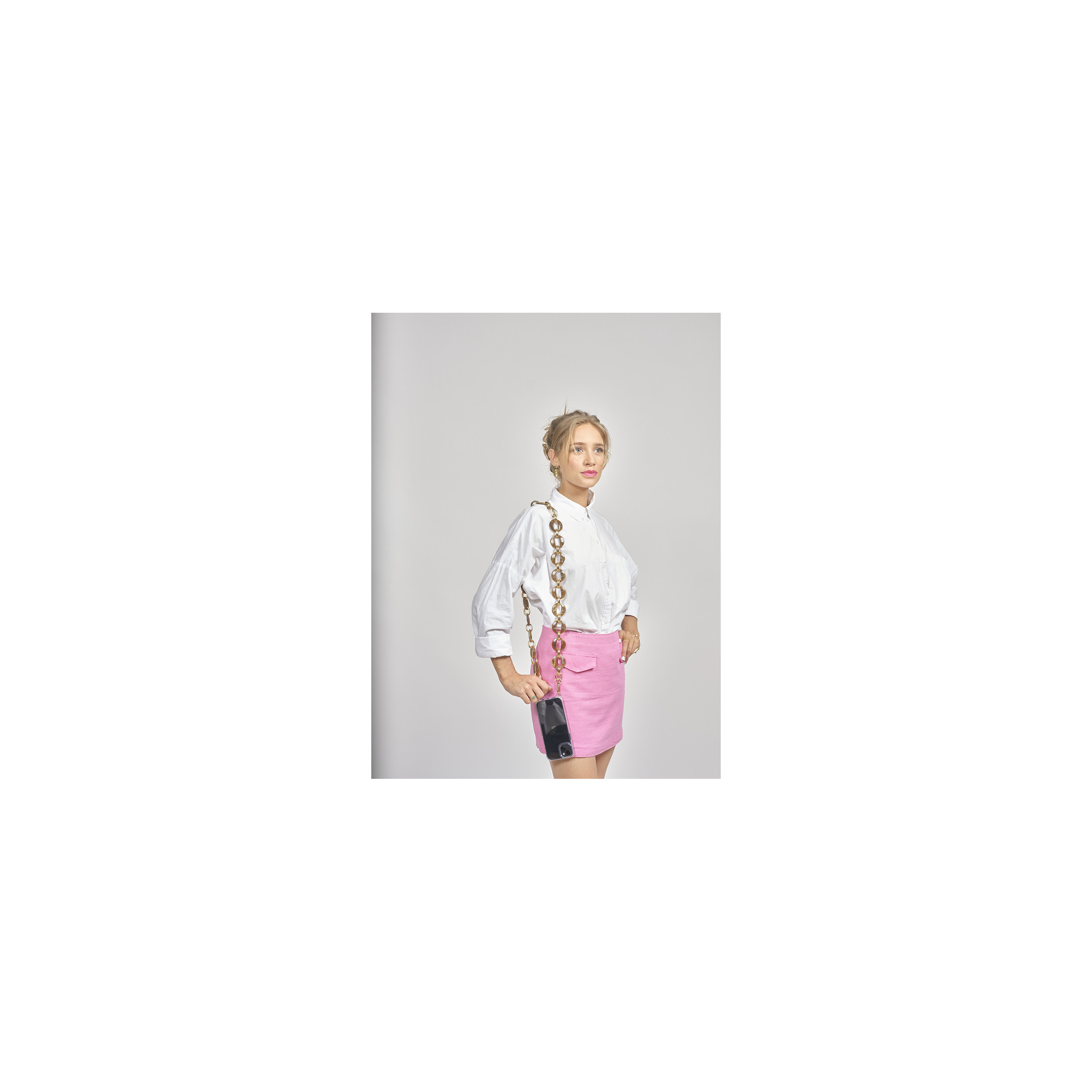 Chaîne maillons L 120cm Sofia - Marron & or