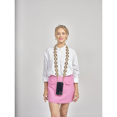 Chaîne maillons L 120cm Sofia - Marron & or