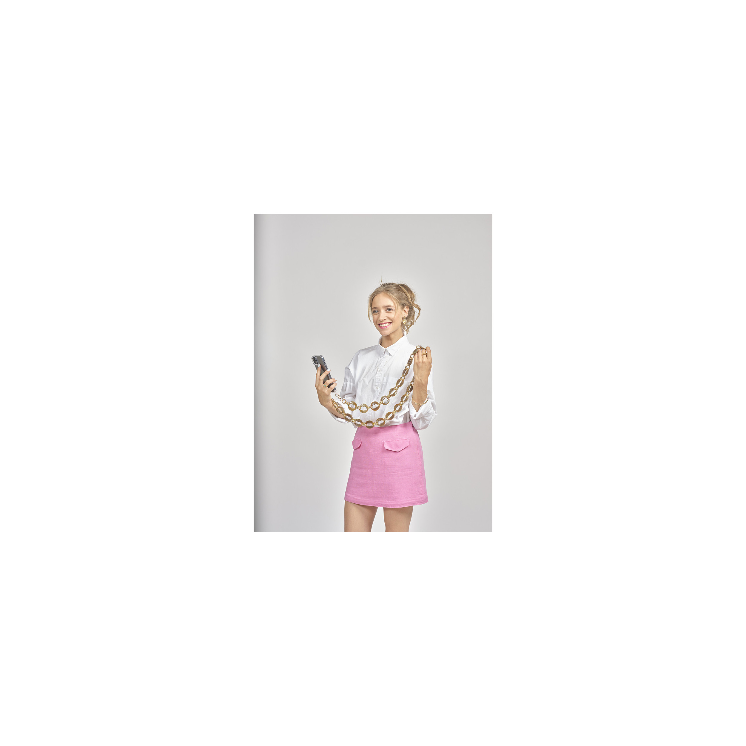 Chaîne maillons L 120cm Sofia - Marron & or