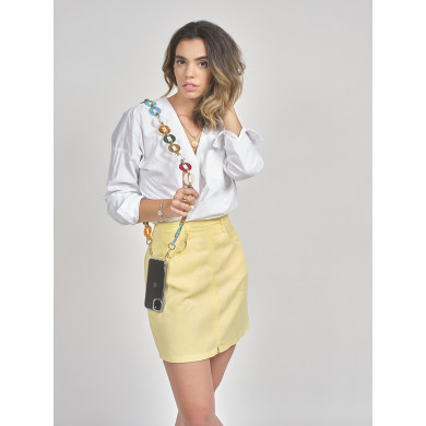 Chaîne maillons L 120cm Sofia - Multicolore & or