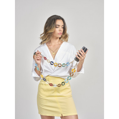 Chaîne maillons L 120cm Sofia - Multicolore & or