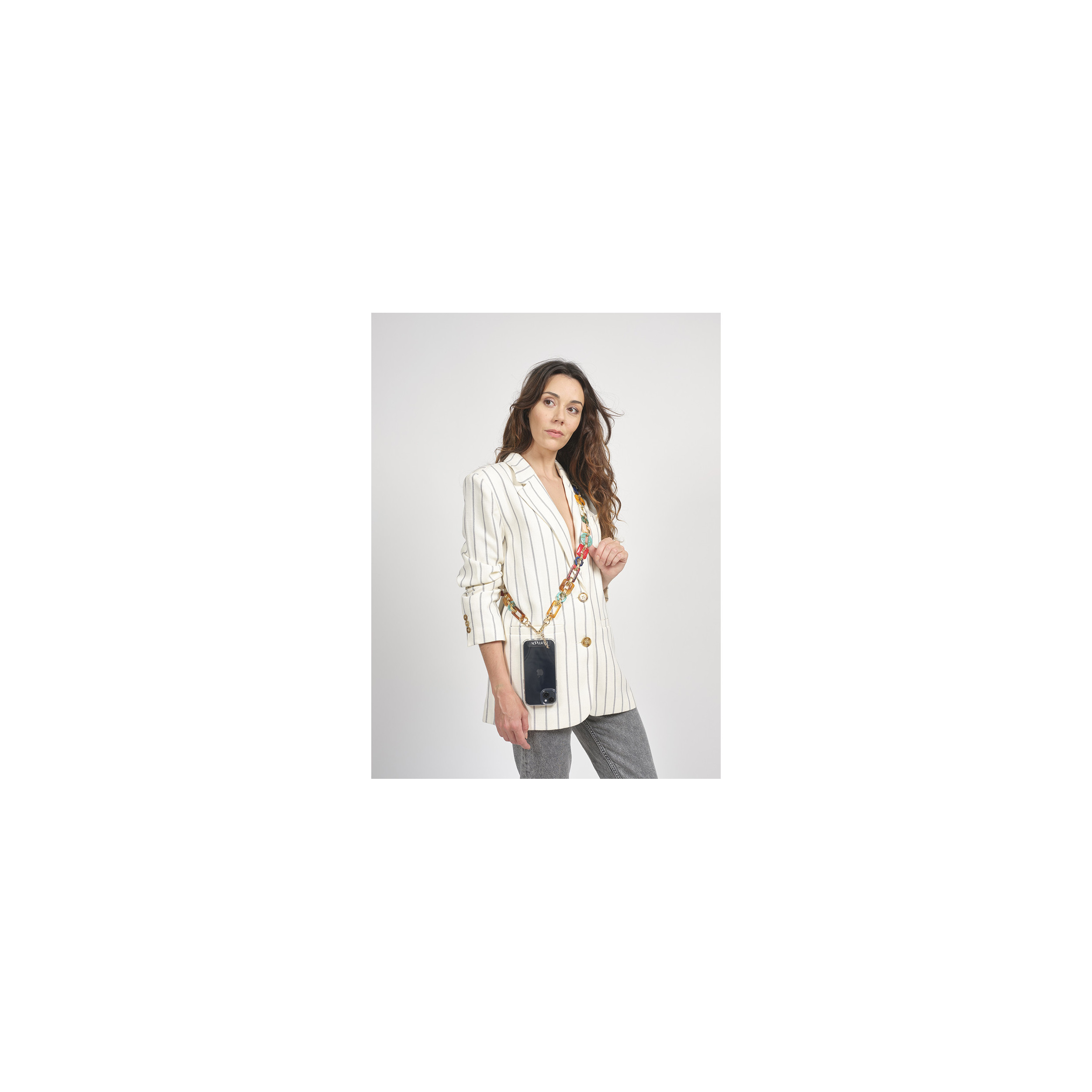 Chaîne maillons L 120cm Lagos - Multicolore & or