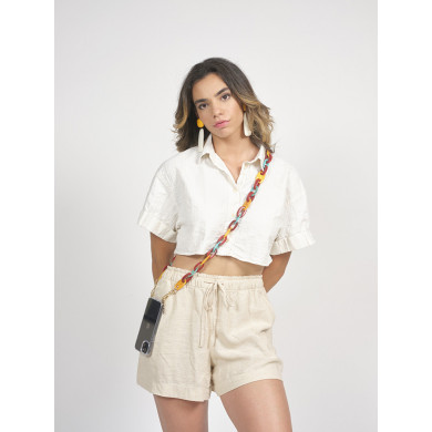 Chaîne maillons L 124cm Charlotte - Multicolore rouge