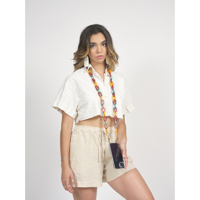 Chaîne maillons L 124cm Charlotte - Multicolore rouge