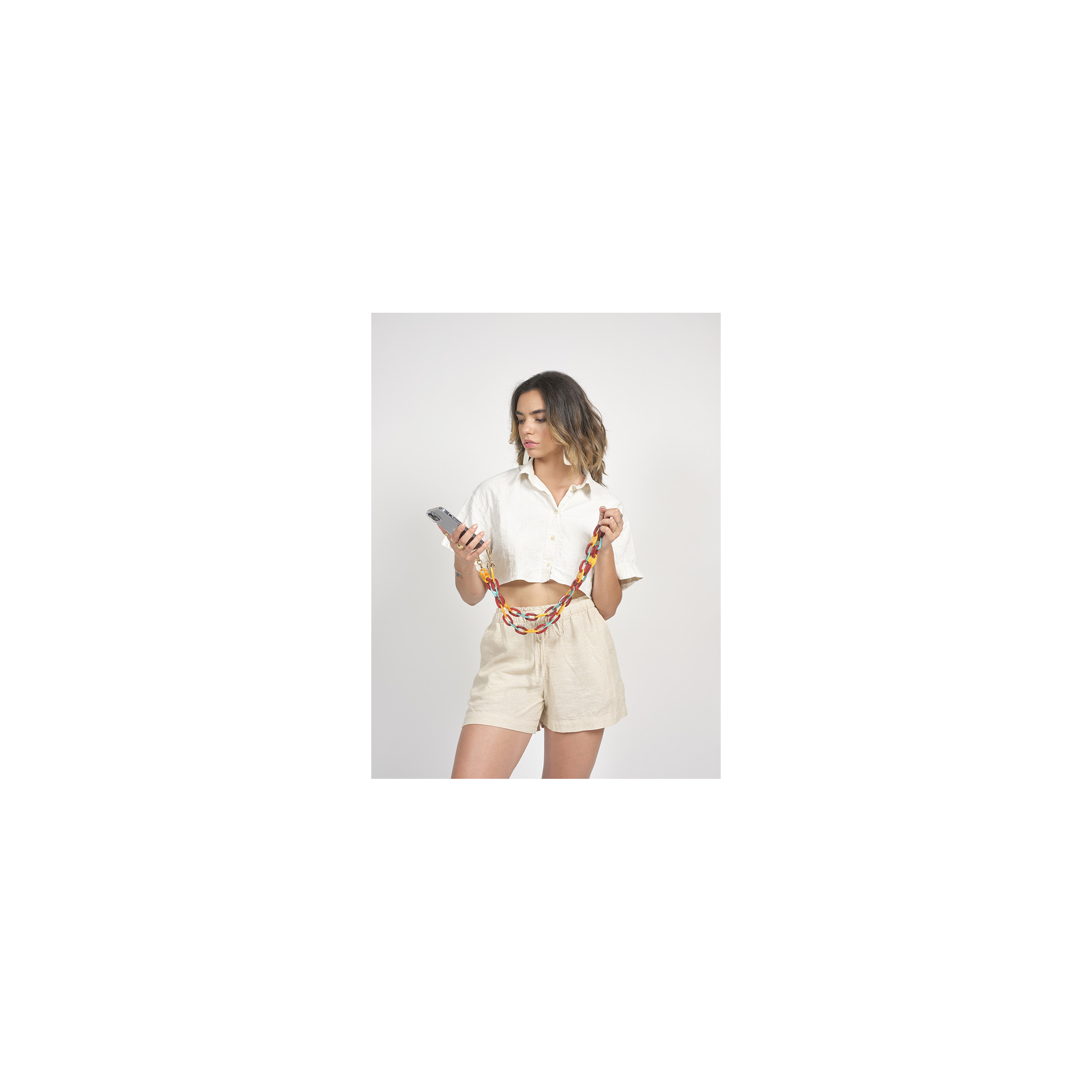 Chaîne maillons L 124cm Charlotte - Multicolore rouge