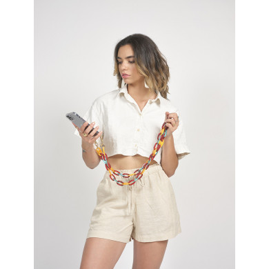 Chaîne maillons L 124cm Charlotte - Multicolore rouge