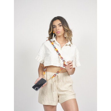 Chaîne maillons L 124cm Charlotte - Multicolore rouge