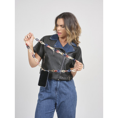 Chaîne maillons L 124cm Charlotte - Multicolore rose