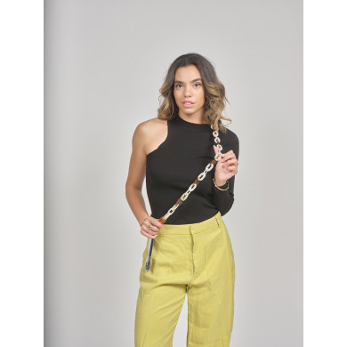 Chaîne maillons L 124cm Charlotte - Marron