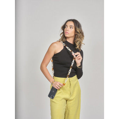 Chaîne maillons L 124cm Charlotte - Marron