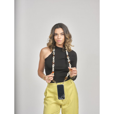 Chaîne maillons L 124cm Charlotte - Marron