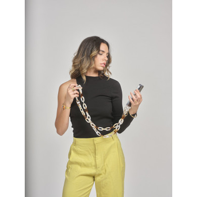 Chaîne maillons L 124cm Charlotte - Marron