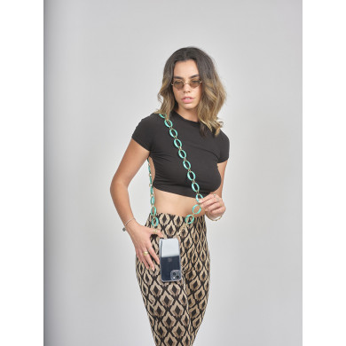 Chaîne maillons L 120cm La Havane - Bleu turquoise