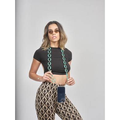 Chaîne maillons L 120cm La Havane - Bleu turquoise