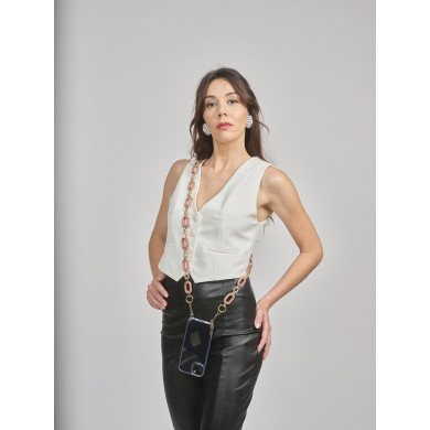 Chaîne maillons M 122cm Hong Kong - Rose