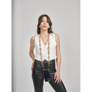 Chaîne maillons M 122cm Hong Kong - Rose