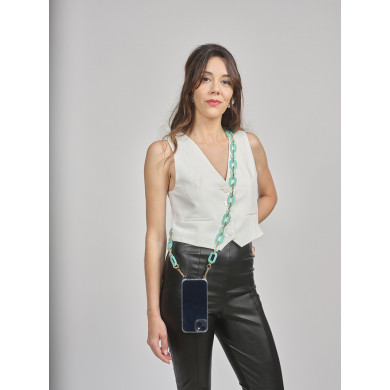 Chaîne maillons M 122cm Hong Kong - Bleu turquoise