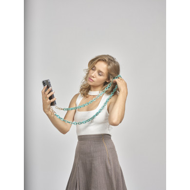 Chaîne maillons S 120cm Pékin - Bleu turquoise