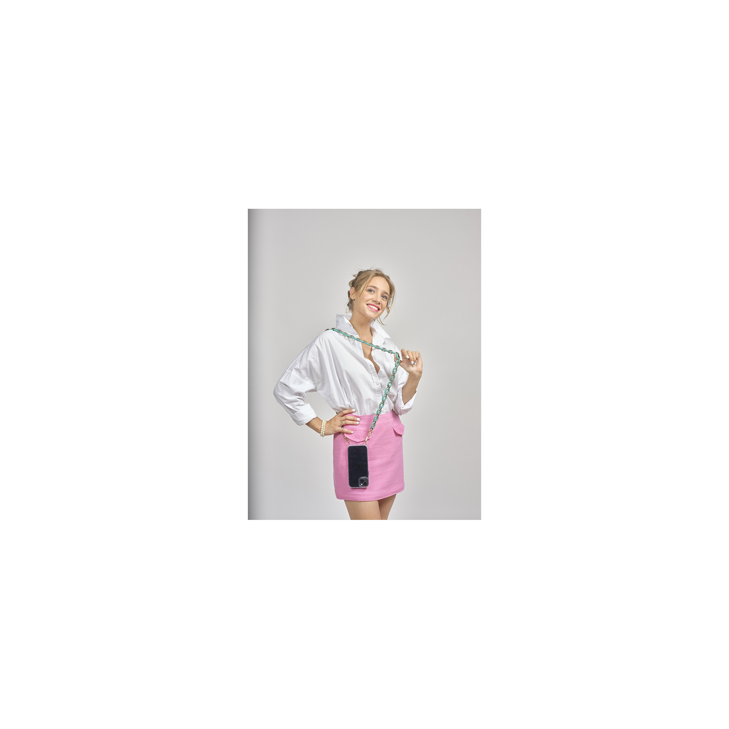 Chaîne maillons M 120cm Londres - Bleu turquoise