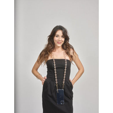 Chaîne maillons S 122cm Marseille - Rose & or